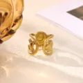 Stainless steel 18k gold plated open ring for women trendy marine style jewelry accessory - Marine Creature Relief Style (JZ9710G)
