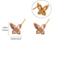 18K Gold Plated Stainless Steel Pink Zircon Butterfly Stud Earrings for Women Jewelry - 0.9cm / Purple Butterfly Style (E6960G-2)