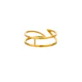 Minimalist gold stainless steel open ring for women, geometric multi-layer fashion jewelry. - Double Layer Linked Style / Gold (JZ10012G)