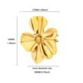 Gold flower ring detail view showing dimension specs, elegant metal floral jewelry design. - Large 3D Flower (JZ7761G)