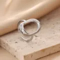 Silver Irregular Open Ring Minimalist Geometric Fashion Style Jewelry Variant for Women - Abstract Geometric Style (JZ5607P)