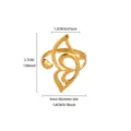 Gold plated stainless steel geometric leaf open ring for women fashion jewelry size - Gold Geometric Leaf Shape Ring (JZ9708)