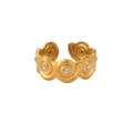 Gold stainless steel swirl ring with crystal rhinestones, chic geometric open band design. - Continuous Swirl Flower Style (JZ10294G)
