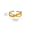 Gold stainless steel open ring with sun flower pattern and beaded details, adjustable size. - Sun Flower Beaded Double Layer Open Ring (JZ9860)