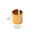 Gold stainless steel wide open geometric ring with vertical stripes, 2cm height, adjustable. - Vertical Stripes Style (JZ9611) / Gold