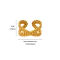 Gold stainless steel beaded open ring, geometric cross design, inner diameter 1.7cm. - Crisscross Dotted Beaded Geometric Ring (JZ10154)