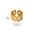 Stainless steel gold-plated vintage geometric open ring adjustable size statement jewelry - Ring Texture Style (JZ9704) / Gold
