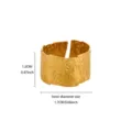 Stainless steel 18K gold-plated open ring with geometric leaf texture, adjustable vintage style. - Irregular Geometric Texture Style (JZ9712) / Gold