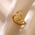 Minimalist gold-plated open snake ring, stylish geometric design for women's fashion jewelry. - Gold Snake Style (JZ10081G)