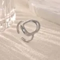 Minimalist open geometric hollow silver ring, sleek modern metallic finger jewelry for daily wear. - Silver Irregular Geometric Style (JZ5607P)