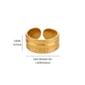 Gold stainless steel open ring with braided texture, adjustable size inner diameter 1.6cm. - Double Braided Style (JZ9757) / Gold