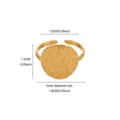 Gold leaf stainless steel adjustable ring, 18K gold plated vintage geometric ring. - Leaf Texture Round Disc Style (JZ9758) / Gold