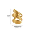 Gold leaf adjustable ring vintage open stainless steel geometric finger ring 2.6cm size - 3D Leaf Overlap Style (JZ9759) / Gold