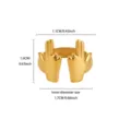 Gold stainless steel hand gesture open adjustable ring with detailed size dimensions for women. - 3D Gesture Style (JZ9763) / Gold