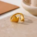 Minimalist 18k gold plated open geometric stainless steel ring variant fashion jewelry. - Gold Geometric Cube Style (JZ9753G)