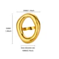 Gold irregular geometric open ring detail showing size dimensions for women fashion jewelry. - Irregular 3D Geometric (JZ7768G)