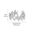 Silver stainless steel starfish open ring, retro geometric finger jewelry, 17mm size. - Starfish Shape (JZ7730P) / Silver