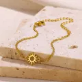 Gold plated stainless steel sun charm chain anklet bracelet summer fashion jewelry style - Gold Sun Pendant Style (HJ461G)