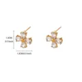 Gold-plated stainless steel cubic zirconia flower stud earrings, 1.3cm daily jewelry. - 1.3cm / White Flower Style (E6959G-1)
