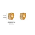 Gold-plated rhinestone paved huggie hoop earrings, featuring clear sizing details. - Rhinestone Hoop (E6603) / ID Approx 1cm