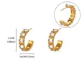 Gold-plated chunky hoop earrings with sparkling clear baguette and round cubic zirconia stones. - C-Shaped Rhinestone Earrings (E6630) / Approx 2.3x0.6cm