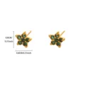 Gold-plated stainless steel stud earrings featuring green cubic zirconia in a chic floral design. - Green Mini Flower Style (E6962G-2)