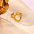 Minimalist 18k gold plated stainless steel open ring with chic geometric circle hollow design. - Circle Cutout Style (JZ9848G)