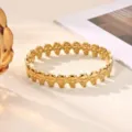 Gold Stainless Steel Skull Bracelet Gothic Punk Open Bangle Fashion Jewelry for Women - Continuous Skull Style (B2487G)