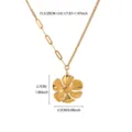 Gold stainless steel flower pendant necklace for women, fashion statement jewelry gift. - N08093G