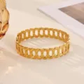 18K Gold Plated Stainless Steel Hollow Chain Link Open Bangle Bracelet For Women Jewelry - Hollow Chain Style (B2482G)