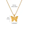 Elegant gold butterfly pendant necklace with adjustable chain, stainless steel 18K gold fashion jewelry. - N08094G