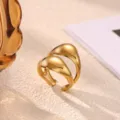 Minimalist gold plated stainless steel open ring for women, chic daily fashion finger jewelry. - Streamlined Minimalist Style (JZ9755G)