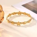 Gold stainless steel star link bracelet, stylish geometric star wristband for women daily wear. - Connected Stars Loop Style (B2480G)