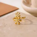 Stainless steel 18K gold plated open ring, fashionable double flower design for daily wear. - Double Layer 3D Floral Style (JZ9609G)