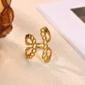 Trendy 18k gold plated stainless steel open ring for women stylish daily fashion jewelry - Unique Geometric Open Style (JZ9686G)