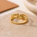 Stainless steel 18K gold plated crown open ring, daily fashion minimalist hand jewelry accessory. - Crown Wave Bead Edge Style (JZ9740G)
