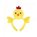 Détail de serre-tête poussin en peluche jaune douce avec crête rouge et petites ailes. - Bandeau de Poussin en Velours de Lapin / Jaune vif