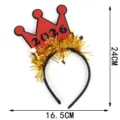 New Year 2026 red glitter crown headband detail view with gold tinsel and star decor. - 2026 Style