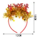 Détails du serre-tête de fête du Nouvel An avec guirlande dorée et texte scintillant. - Rouge Style B