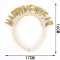 Serre-tête doré à paillettes du Nouvel An avec des guirlandes colorées pour la fête - Jaune Style A
