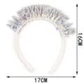 Silver glitter Happy New Year headband with colorful tinsel party hair hoop for celebration. - Silver