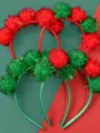 Serre-tête pompon guirlande Noël détail, accessoire de cheveux festif pour fête. - Vert