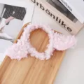 Joli serre-tête oreilles de mouton en peluche rose, bandeau duveteux doux pour filles. - Rose