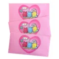 Lot de trois enveloppes en papier quadrillé rose mignon avec joli motif de cœur d'oursons. - BB107 Style rétro Y2K