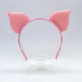 Pink pig ear headband for Halloween and Easter cosplay parties, cute plush animal costume hair accessory. - Pink