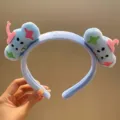 Adorable diadema de felpa azul para mujeres y niñas, aro de pelo suave de dibujos animados. - Robot