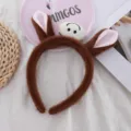 Serre-tête oreilles de cheval en peluche marron avec joli visage de dessin animé pour enfants. - Cheval qui Pleure / Café