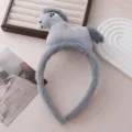 Détail de serre-tête animal âne en peluche grise, accessoire cheveux mignon dessin animé. - Serre-tête Cheval / Gris
