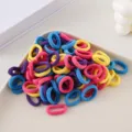 Colorful seamless hair ties for kids, soft elastic small hair rubber bands for daily use. - 100 Pieces/Pack / Mixed Colors F