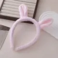 Bandeau oreilles de lapin en peluche rose, cerceau de cheveux mignon pour femmes filles. - Bandeau Oreille de Cheval / Rose